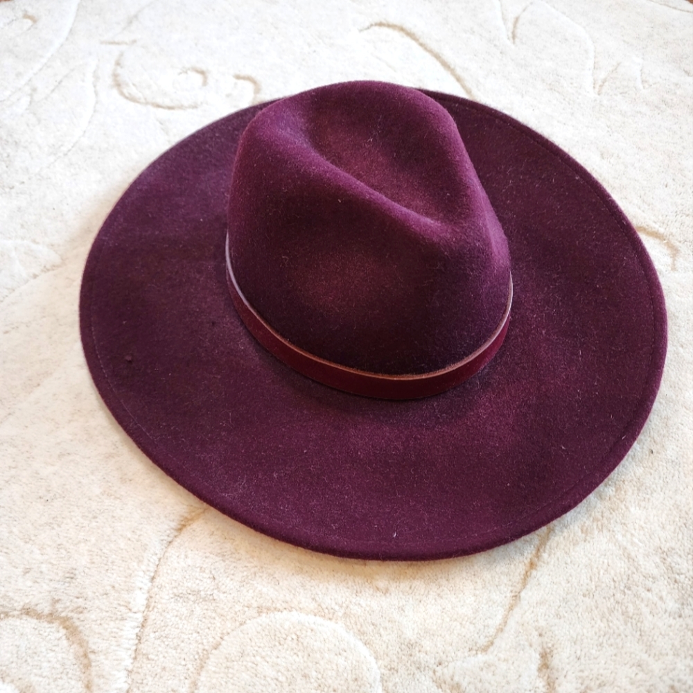 Burgundy Loft Fedora Hat 100% Wool